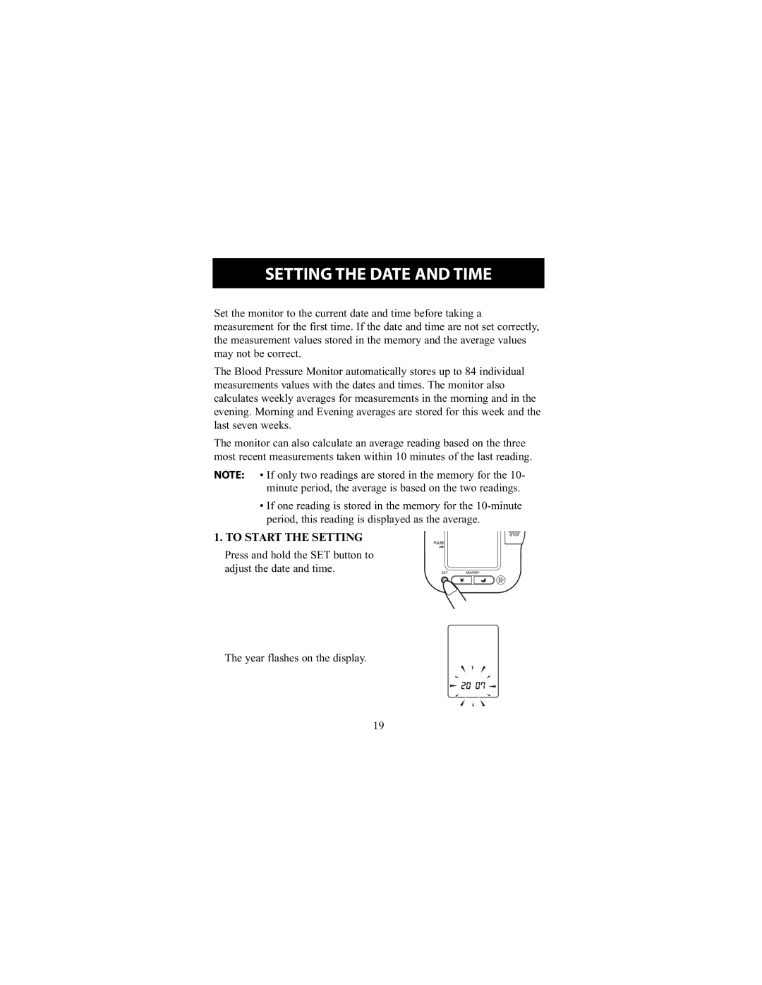 Omron Healthcare HEM-790IT instruction manual Setting the Date and Time, To Start the Setting 