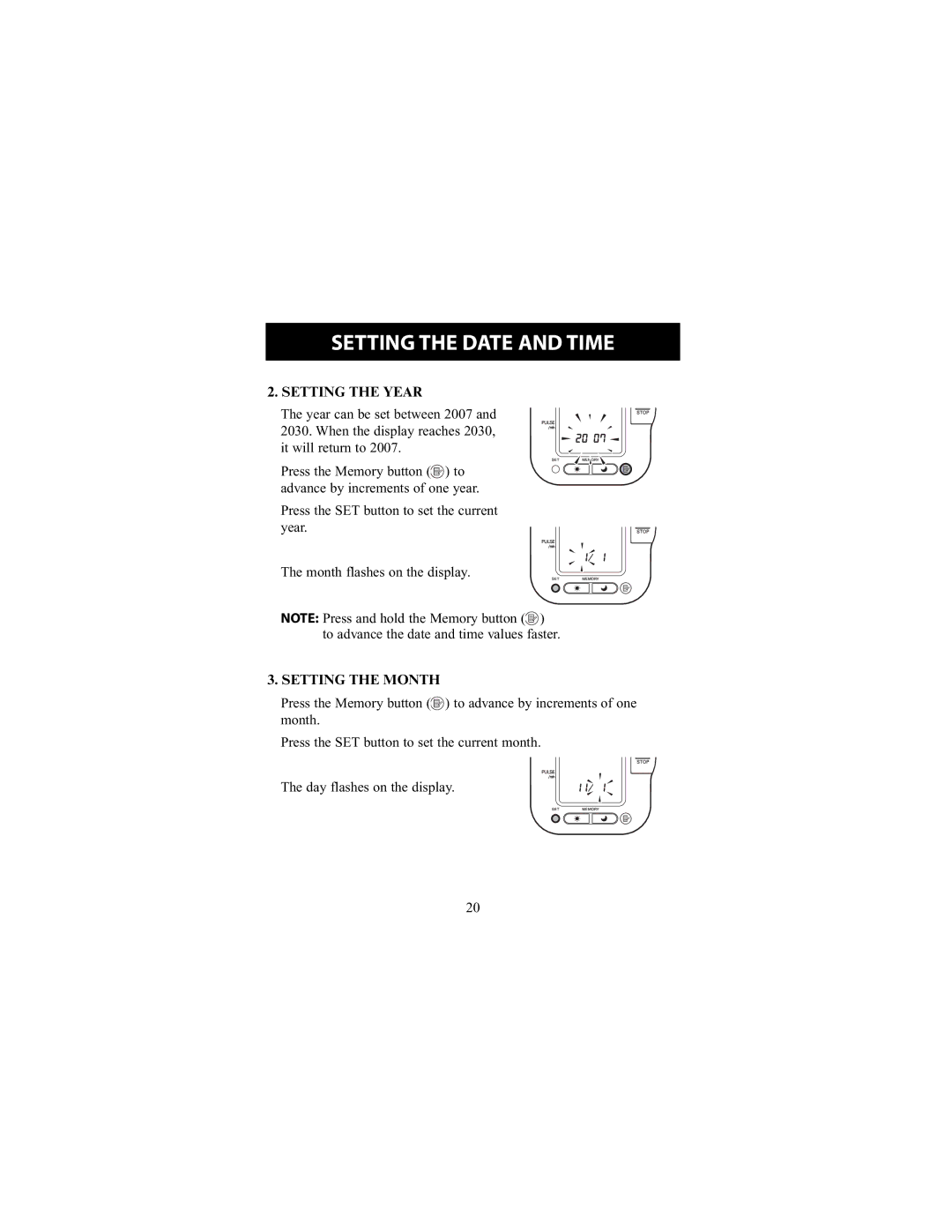 Omron Healthcare HEM-790IT instruction manual Setting the Year, Setting the Month 