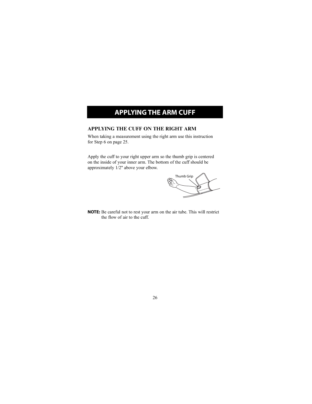 Omron Healthcare HEM-790IT instruction manual Applying the Cuff on the Right ARM 