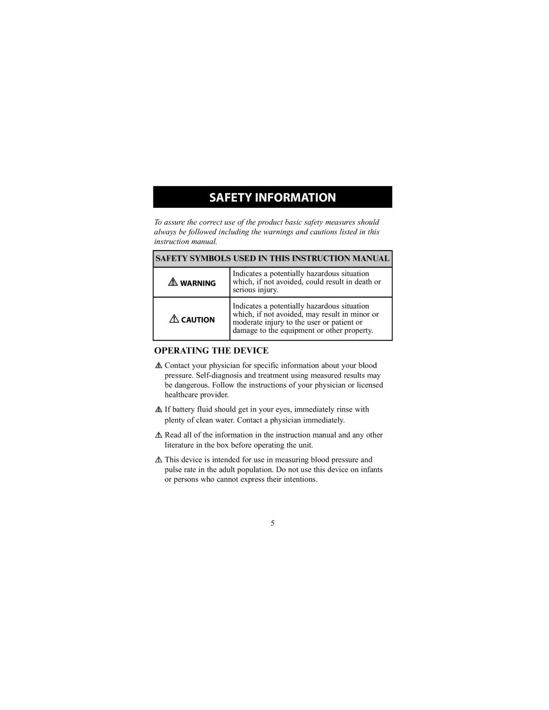 Omron Healthcare HEM-790IT instruction manual Safety Information, Operating the Device 