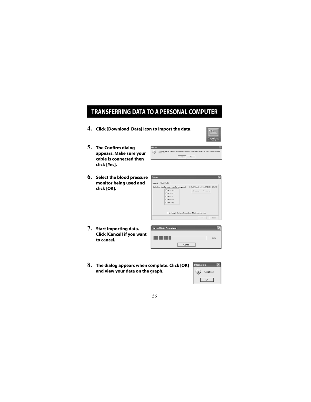 Omron Healthcare HEM-790IT instruction manual Transferring Data to a Personal Computer 