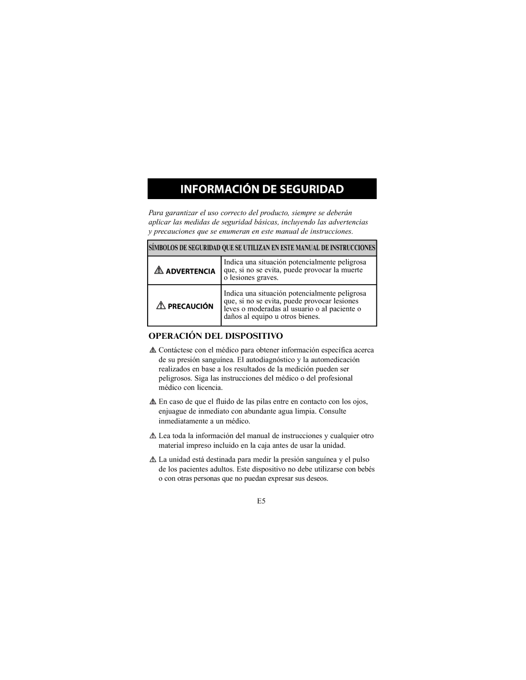 Omron Healthcare HEM-790IT instruction manual Información DE Seguridad, Operación DEL Dispositivo 