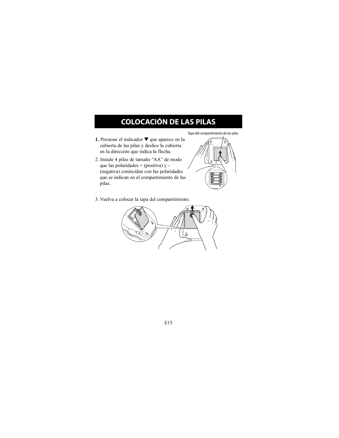 Omron Healthcare HEM-790IT instruction manual Colocación DE LAS Pilas 