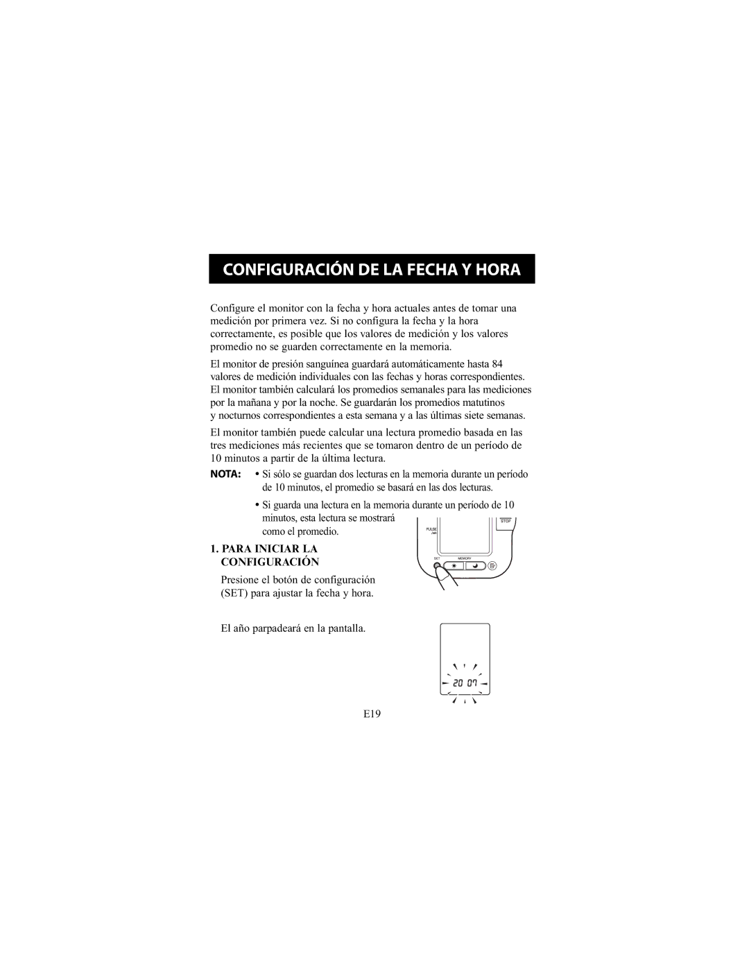 Omron Healthcare HEM-790IT instruction manual Configuración DE LA Fecha Y Hora, Para Iniciar LA Configuración 