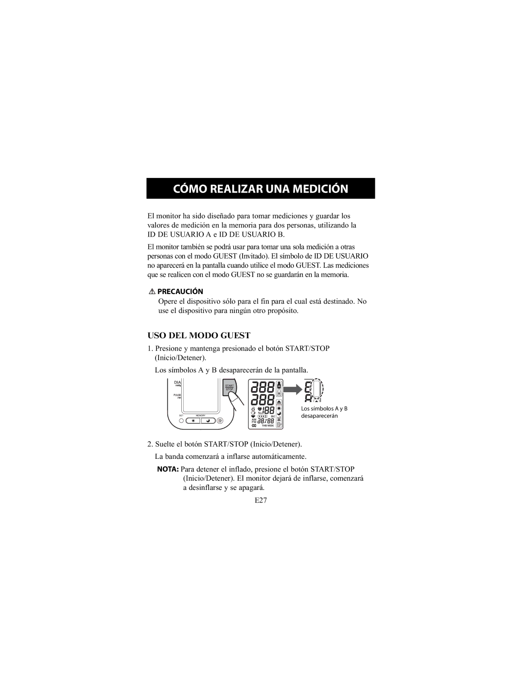 Omron Healthcare HEM-790IT instruction manual Cómo Realizar UNA Medición, USO DEL Modo Guest 