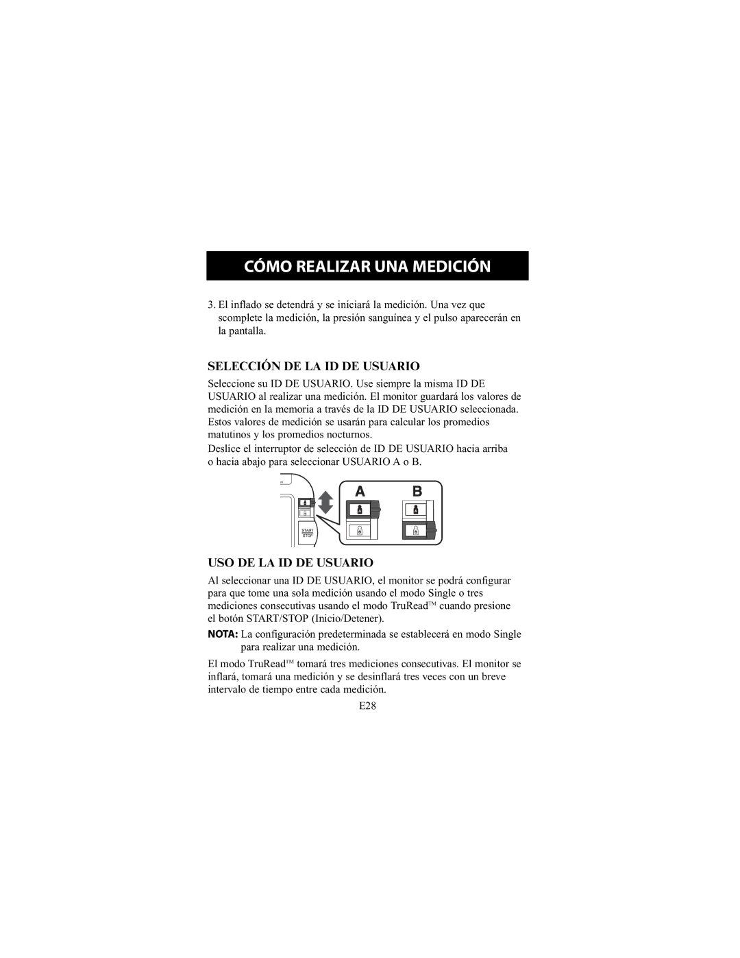 Omron Healthcare HEM-790IT instruction manual Selección DE LA ID DE Usuario, USO DE LA ID DE Usuario 