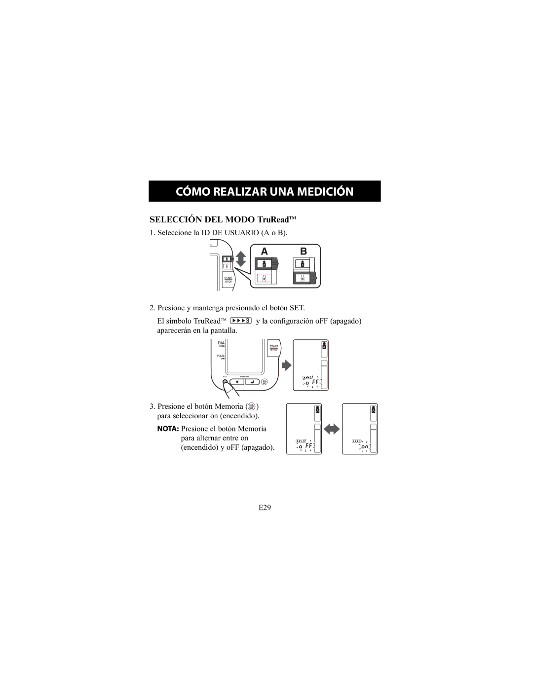 Omron Healthcare HEM-790IT instruction manual Selección DEL Modo TruReadTM 