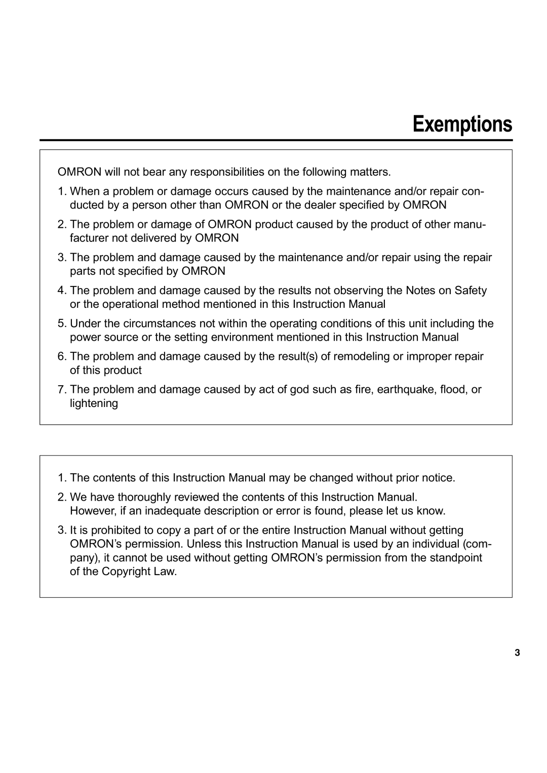 Omron Healthcare HEM-907 instruction manual Exemptions 