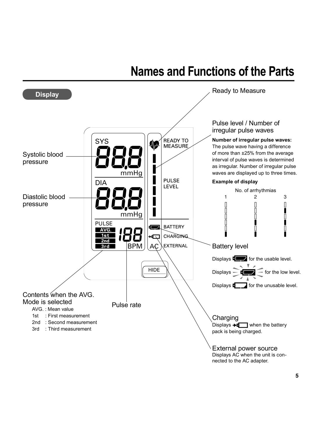 Omron Healthcare HEM-907 instruction manual Number of irregular pulse waves, Example of display 