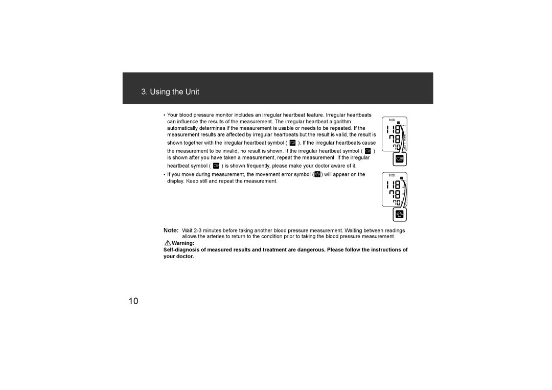 Omron Healthcare HEM-CR24, HEM-7211-E8 instruction manual Using the Unit 