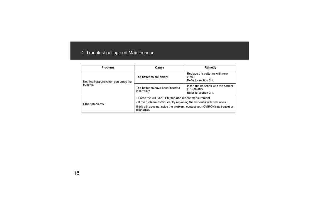 Omron Healthcare HEM-CR24, HEM-7211-E8 instruction manual Replace the batteries with new 