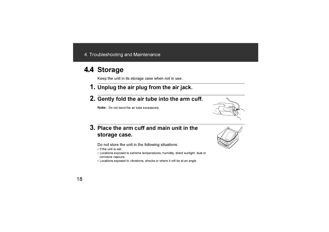 Omron Healthcare HEM-CR24, HEM-7211-E8 instruction manual Storage, Do not store the unit in the following situations 