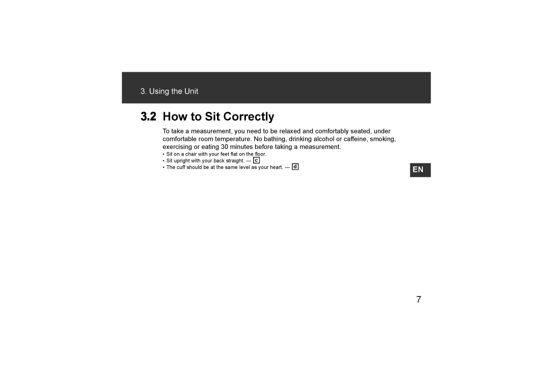 Omron Healthcare HEM-CR24, HEM-7211-E8 instruction manual How to Sit Correctly 