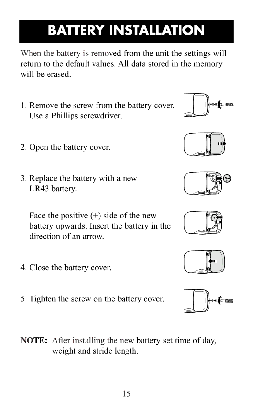 Omron Healthcare HJ-105 manual Battery Installation 