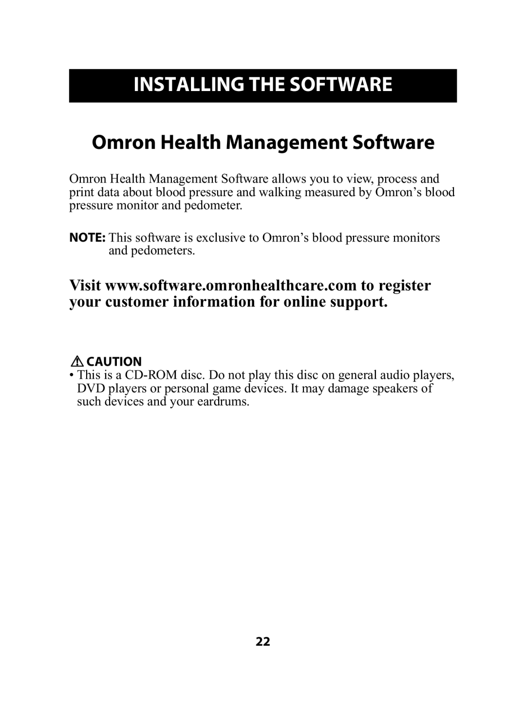 Omron Healthcare HJ-720ITC instruction manual Installing the Software, Omron Health Management Software 