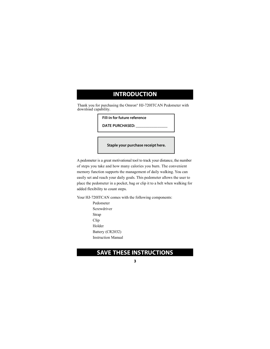 Omron Healthcare HJ-720ITCAN instruction manual Introduction 