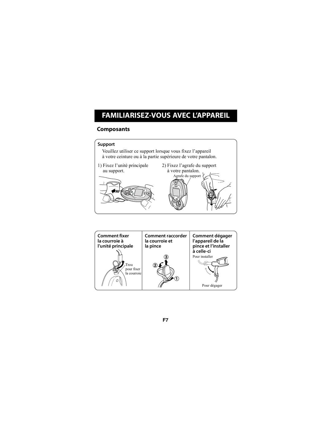 Omron Healthcare HJ-720ITCAN instruction manual FAMILIARISEZ-VOUS Avec L’APPAREIL, La pince 