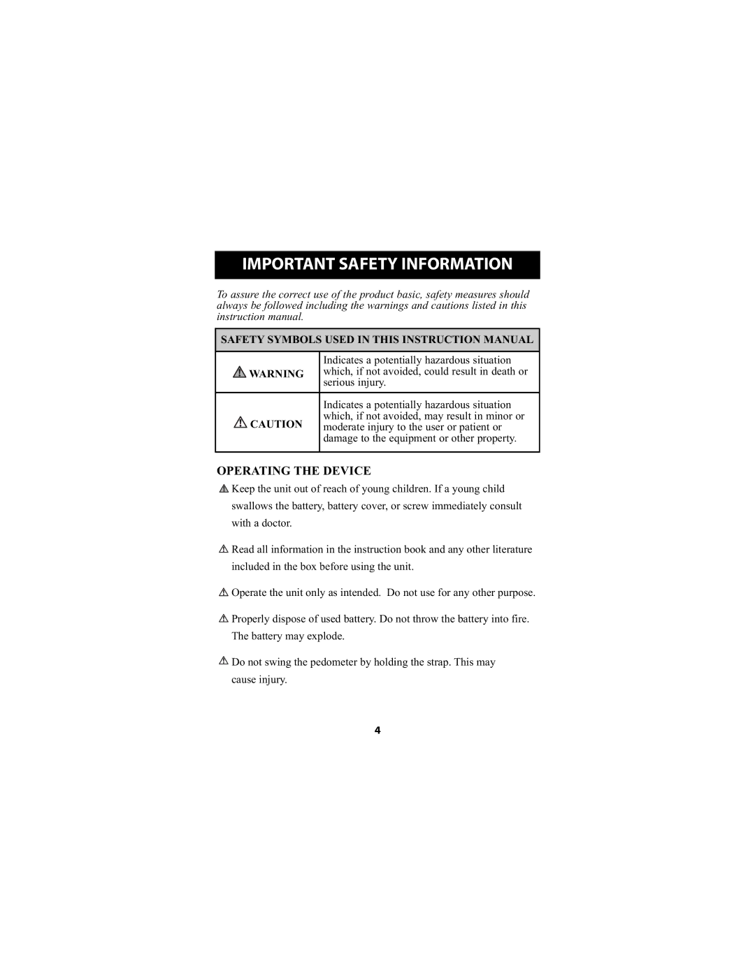 Omron Healthcare HJ-720ITCAN instruction manual Important Safety Information, Operating the Device 