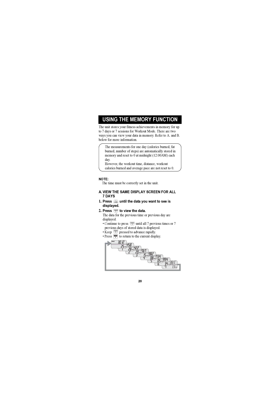 Omron Healthcare HJA-301 Time must be correctly set in the unit, View the Same Display Screen for ALL Days 