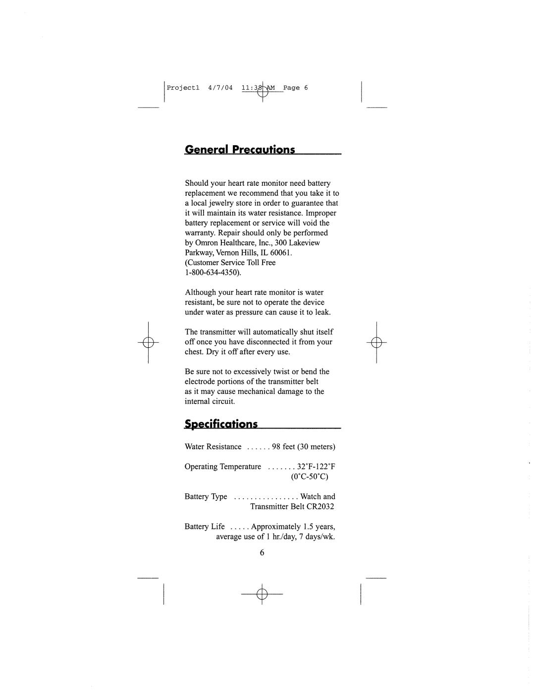 Omron Healthcare HR-100 manual 