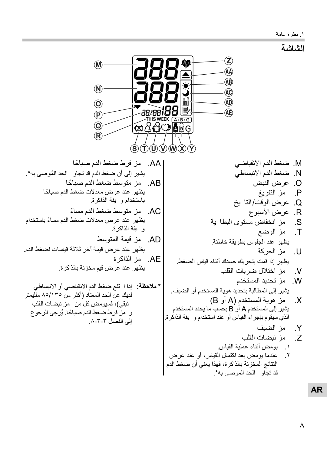 Omron Healthcare i-Q132 manual U V W X Y 