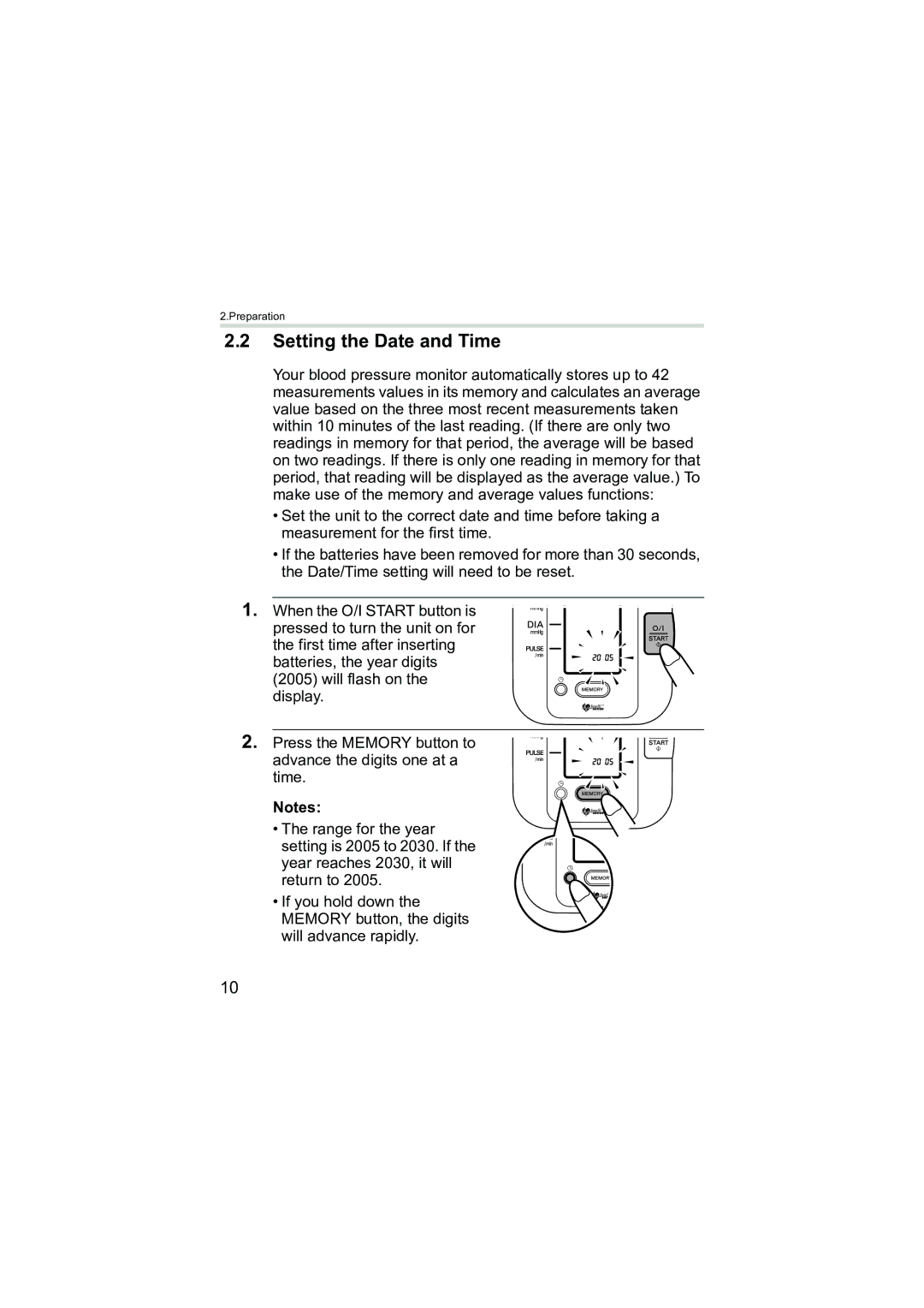 Omron Healthcare M3 instruction manual Setting the Date and Time 