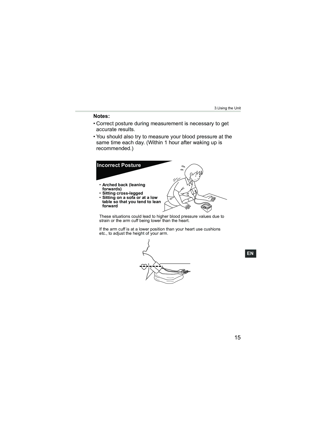 Omron Healthcare M3 instruction manual Incorrect Posture 