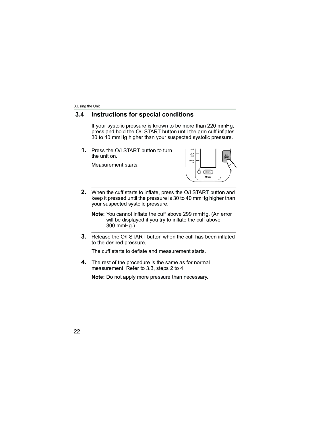 Omron Healthcare M3 instruction manual Instructions for special conditions 