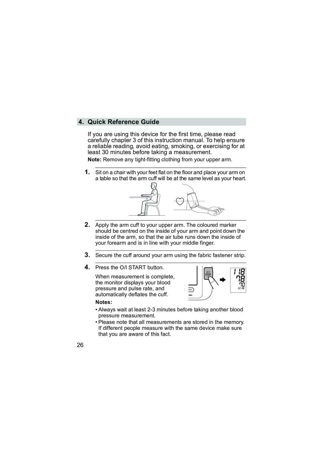 Omron Healthcare M3 instruction manual Quick Reference Guide 