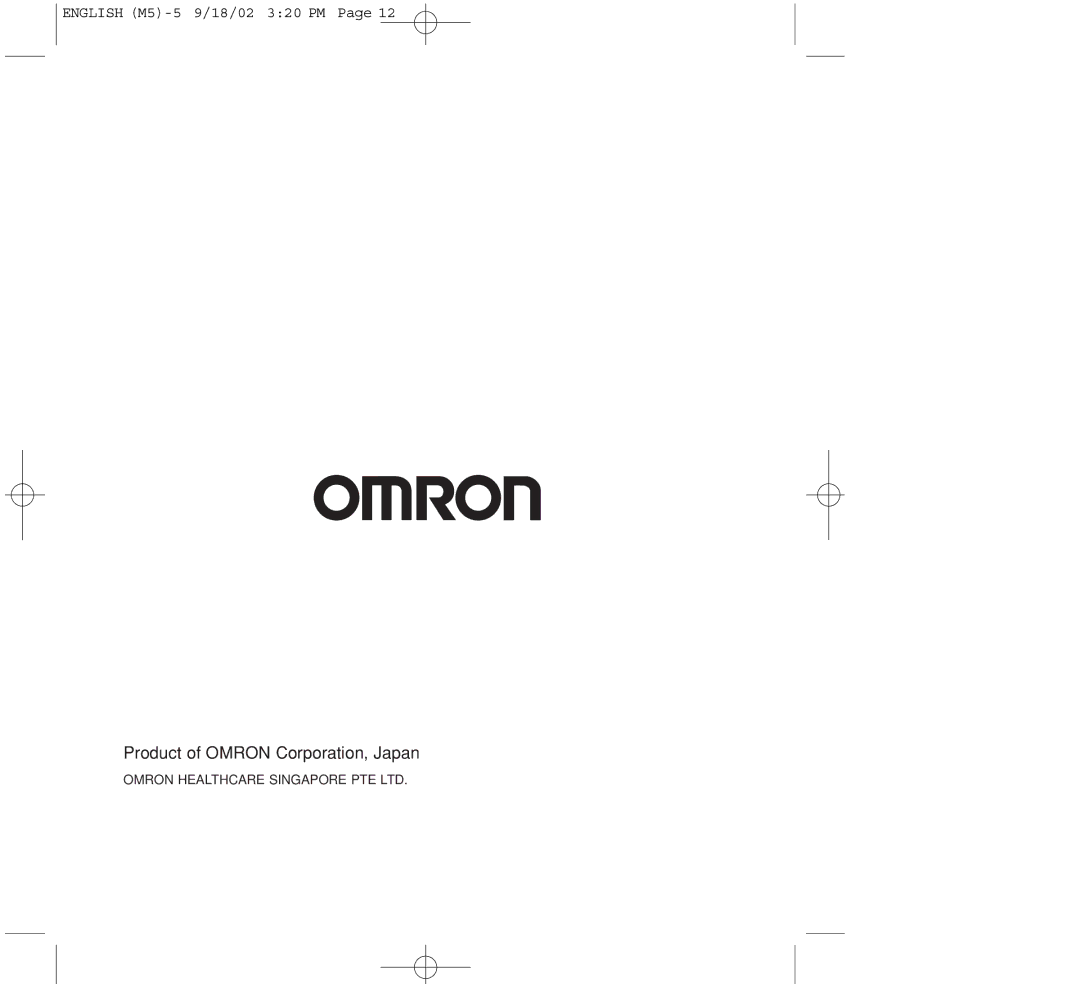 Omron Healthcare M5 instruction manual Product of Omron Corporation, Japan 