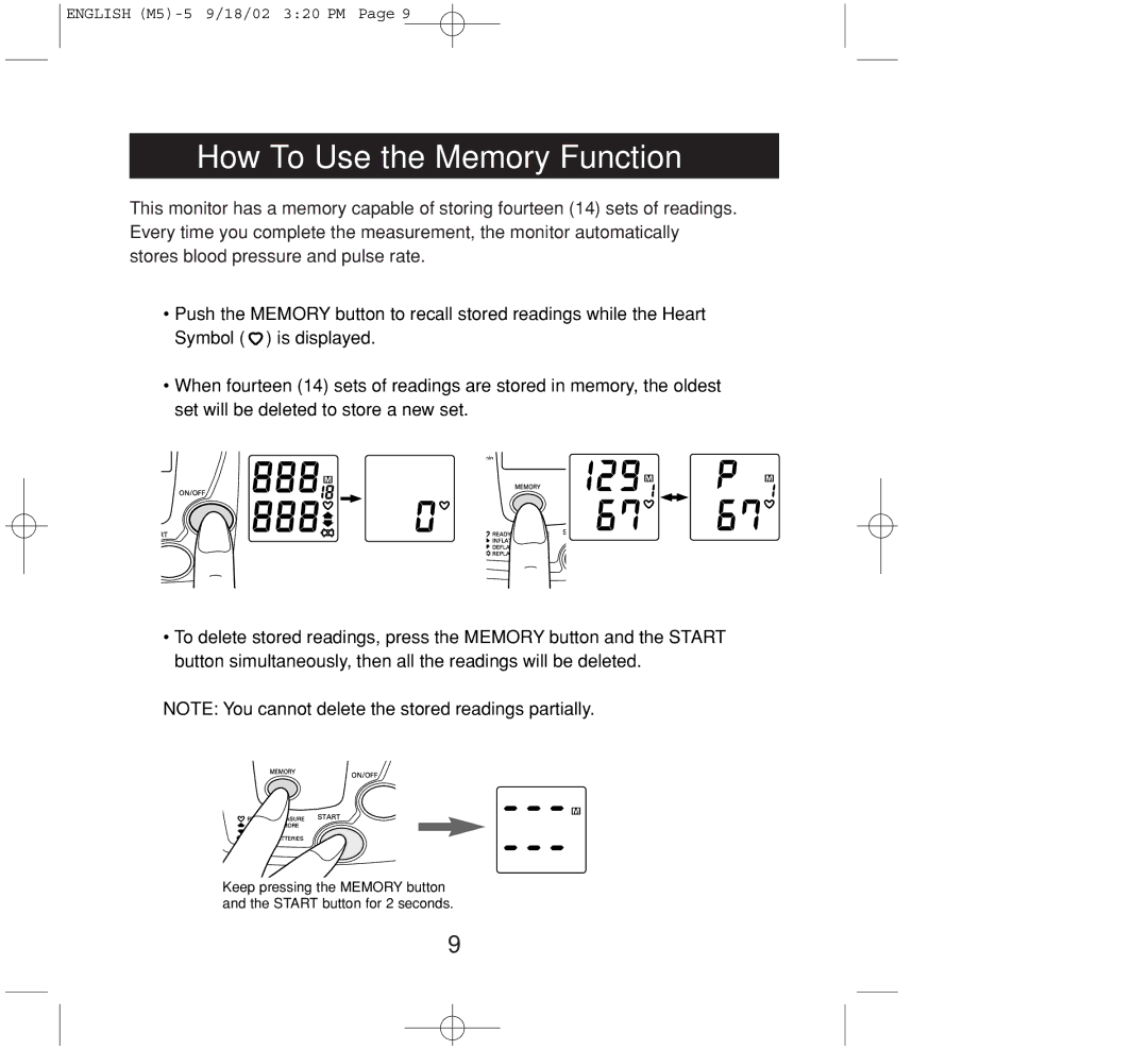 Omron Healthcare M5 instruction manual How To Use the Memory Function 