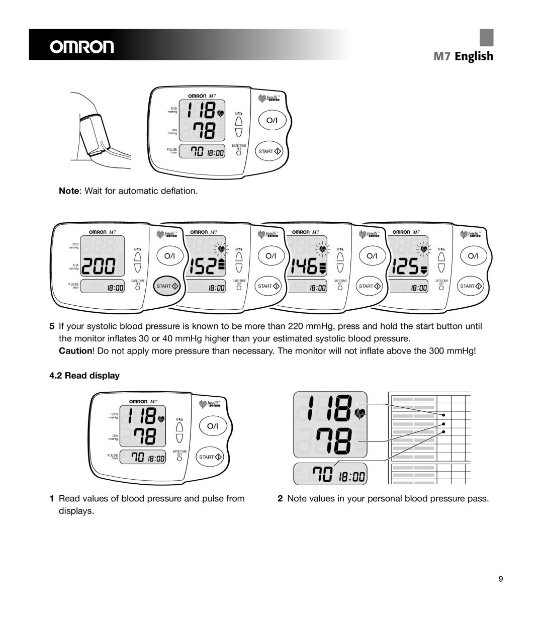 Omron Healthcare M7 manual Read display 