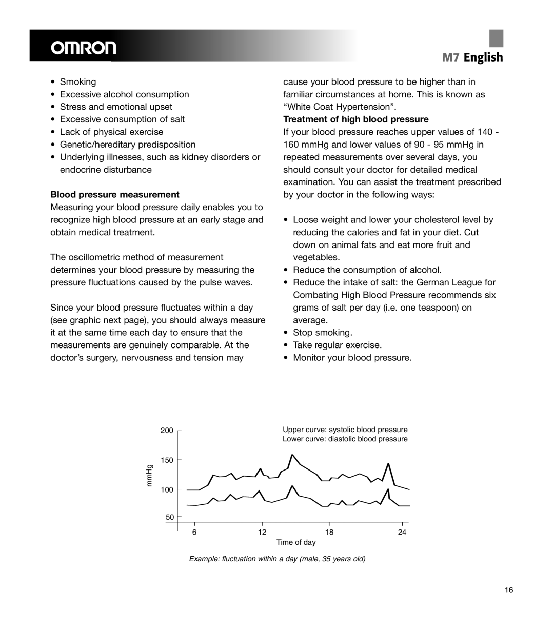 Omron Healthcare M7 manual Blood pressure measurement, Treatment of high blood pressure 