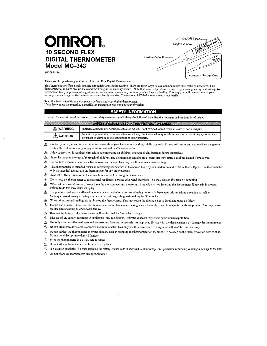 Omron Healthcare MC-343 manual 