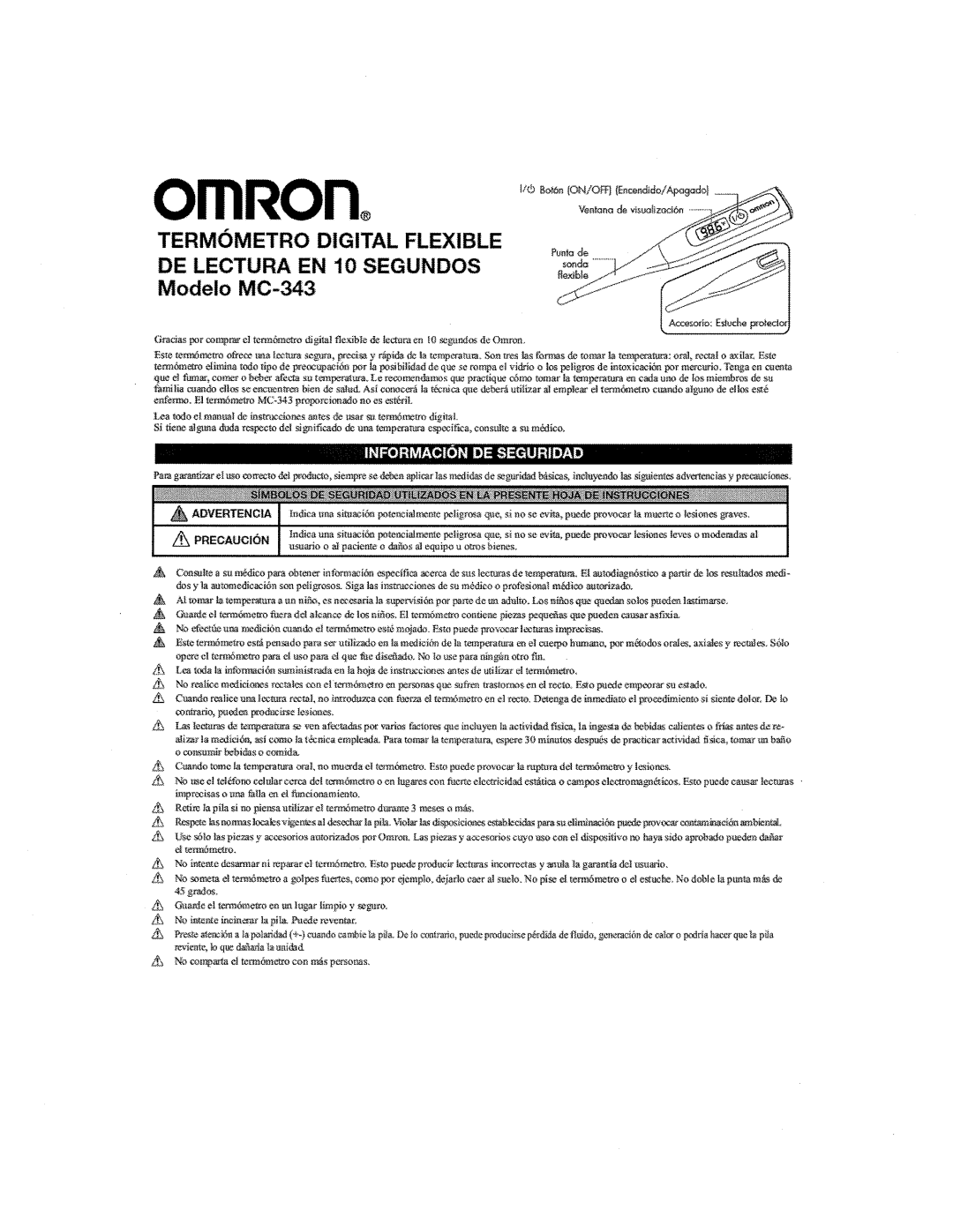 Omron Healthcare MC-343 manual 