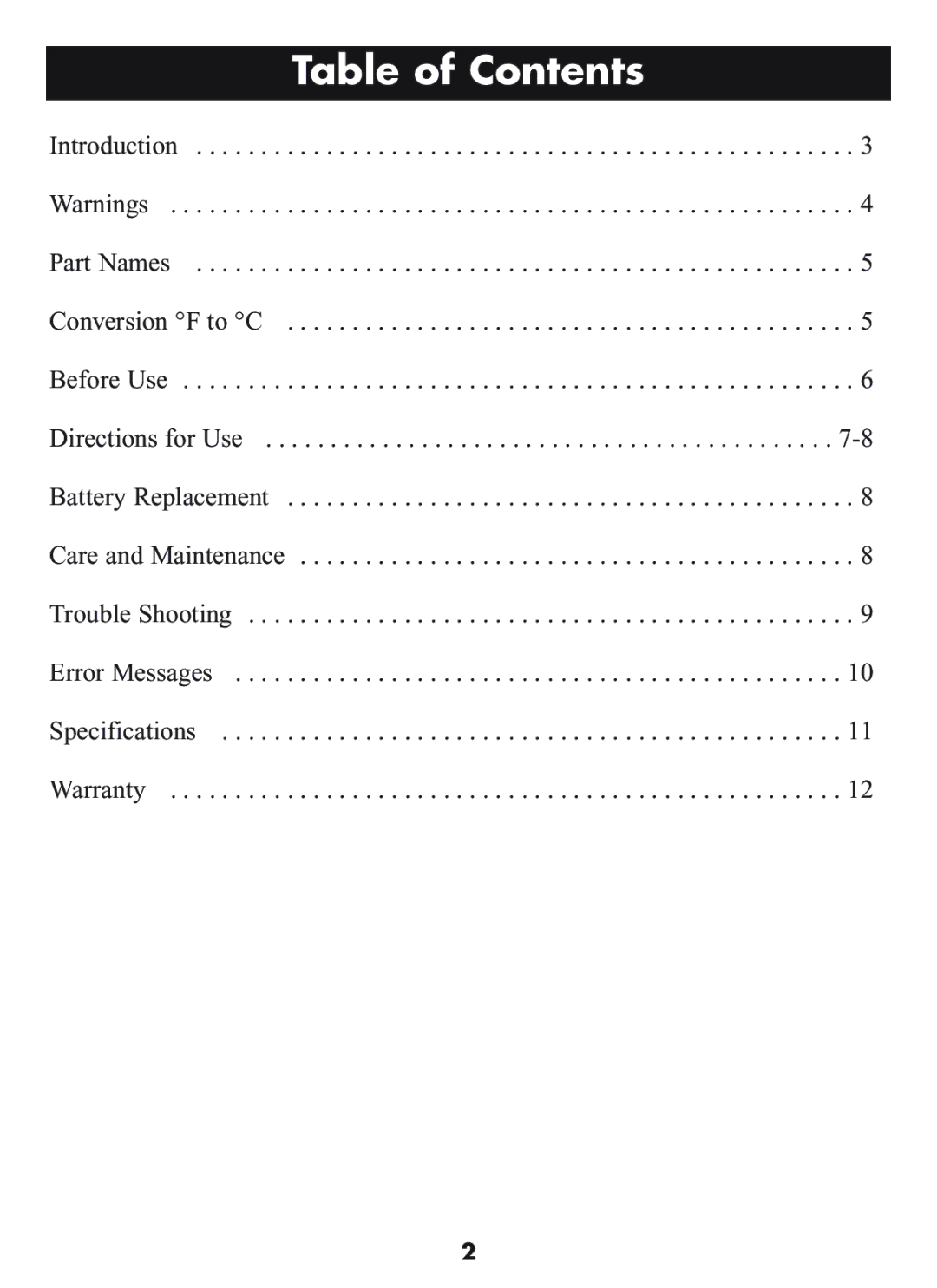 Omron Healthcare MC-509N manual Table of Contents 