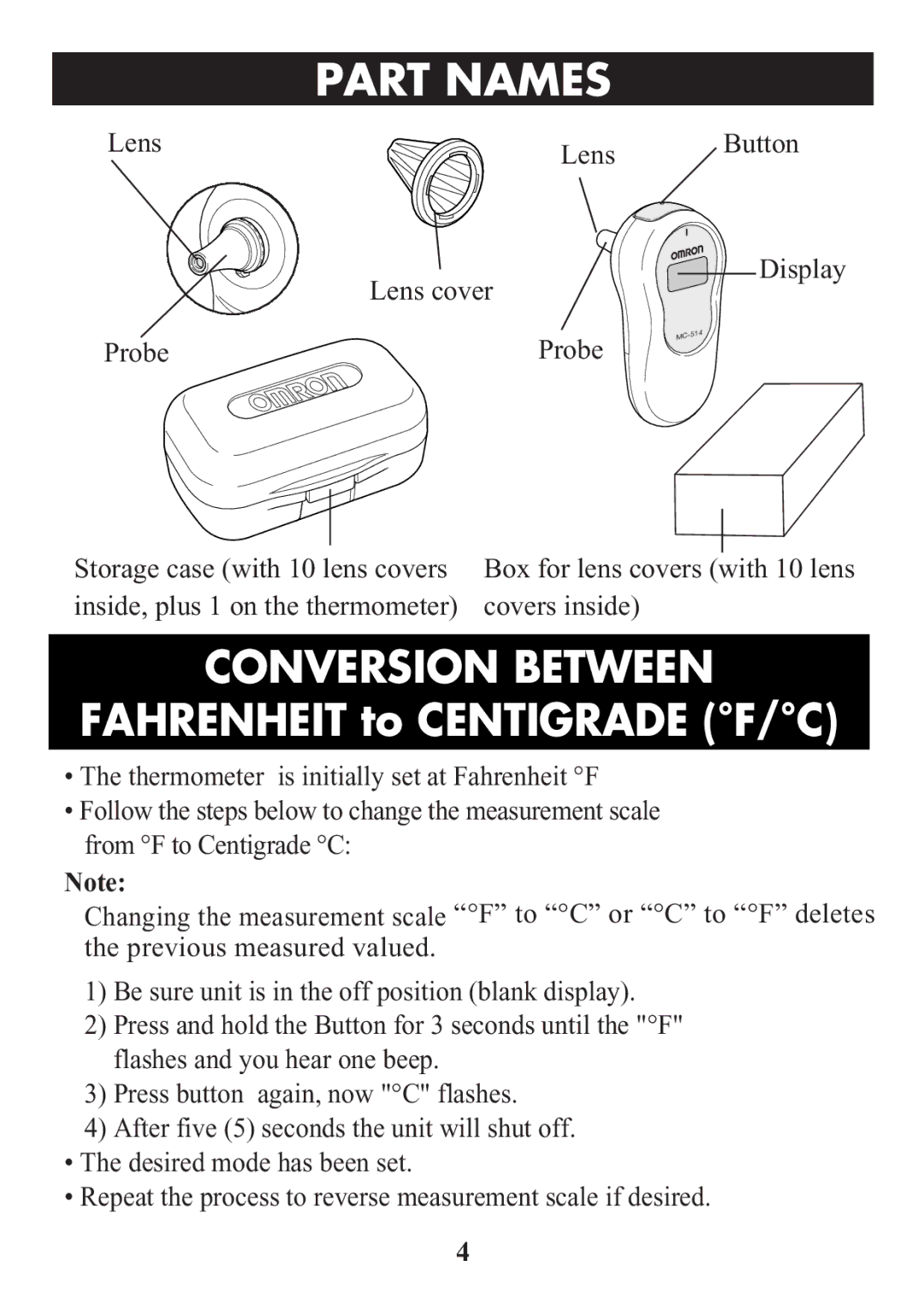 Omron Healthcare MC-514 manual Partitlenames, Conversion Between 