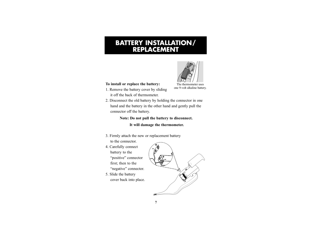 Omron Healthcare MC-600 manual Battery Installation Replacement, To install or replace the battery 