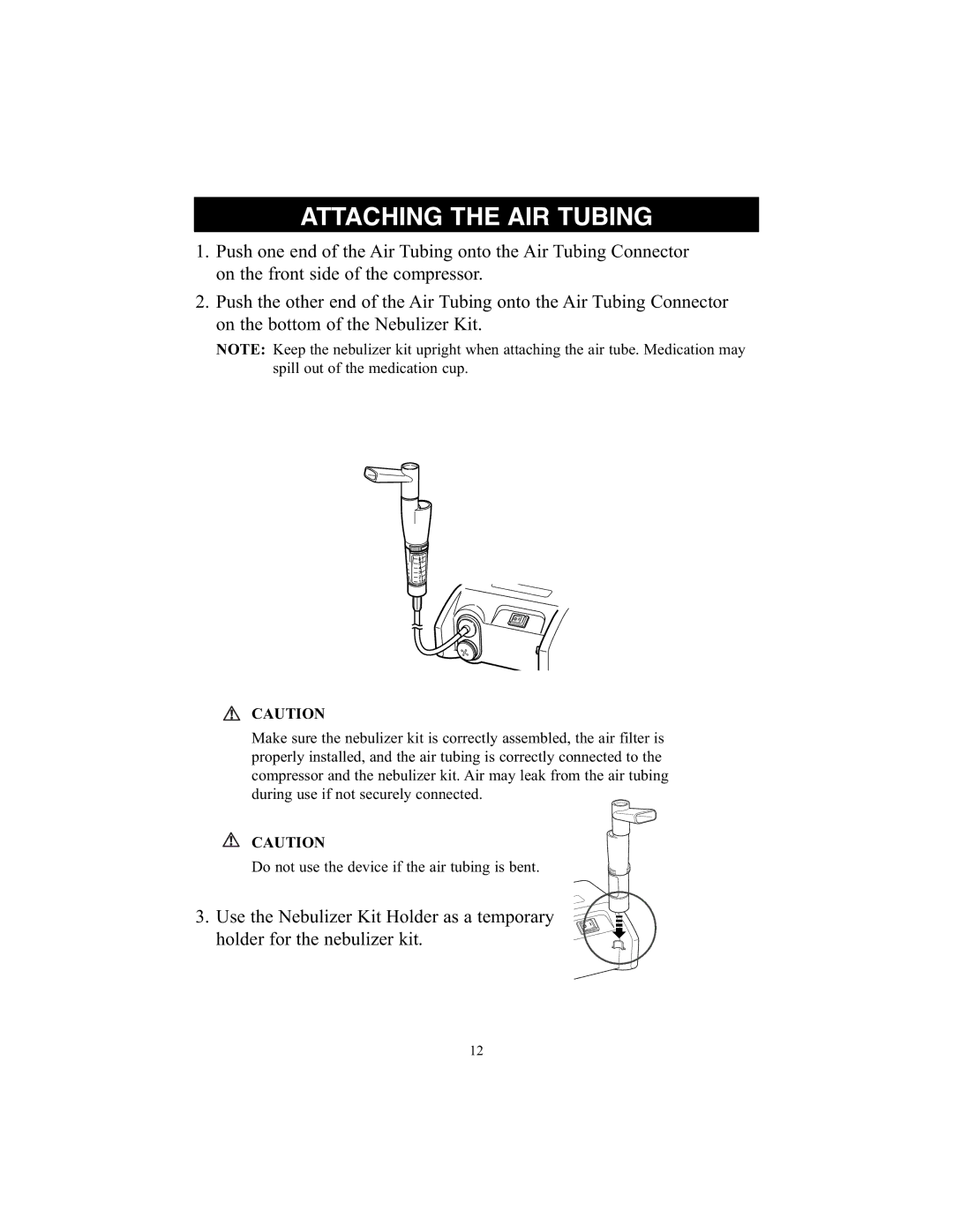 Omron Healthcare NE-C25 instruction manual Attaching the AIR Tubing 