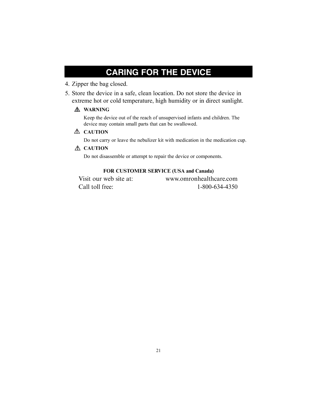 Omron Healthcare NE-C25 instruction manual Visit our web site at Call toll free 