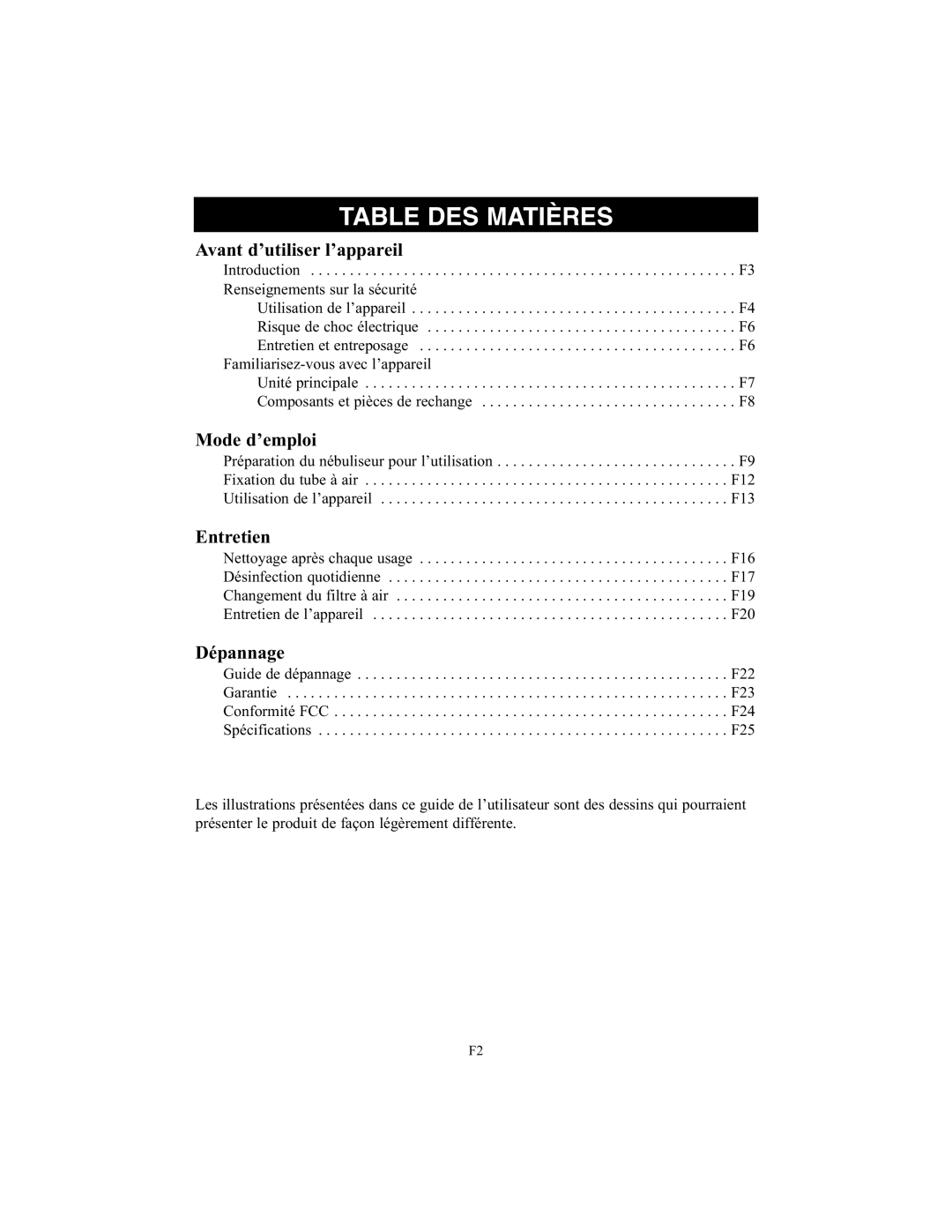 Omron Healthcare NE-C25 instruction manual Table DES Matières, Avant d’utiliser l’appareil 