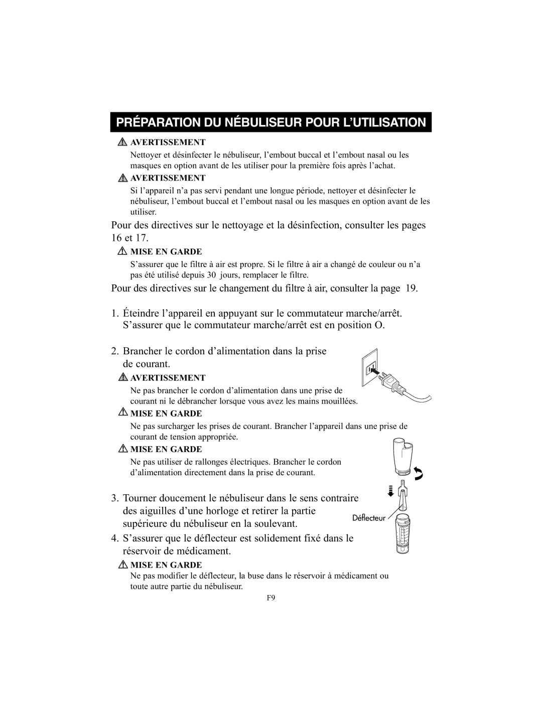 Omron Healthcare NE-C25 instruction manual Avertissement, Mise EN Garde 