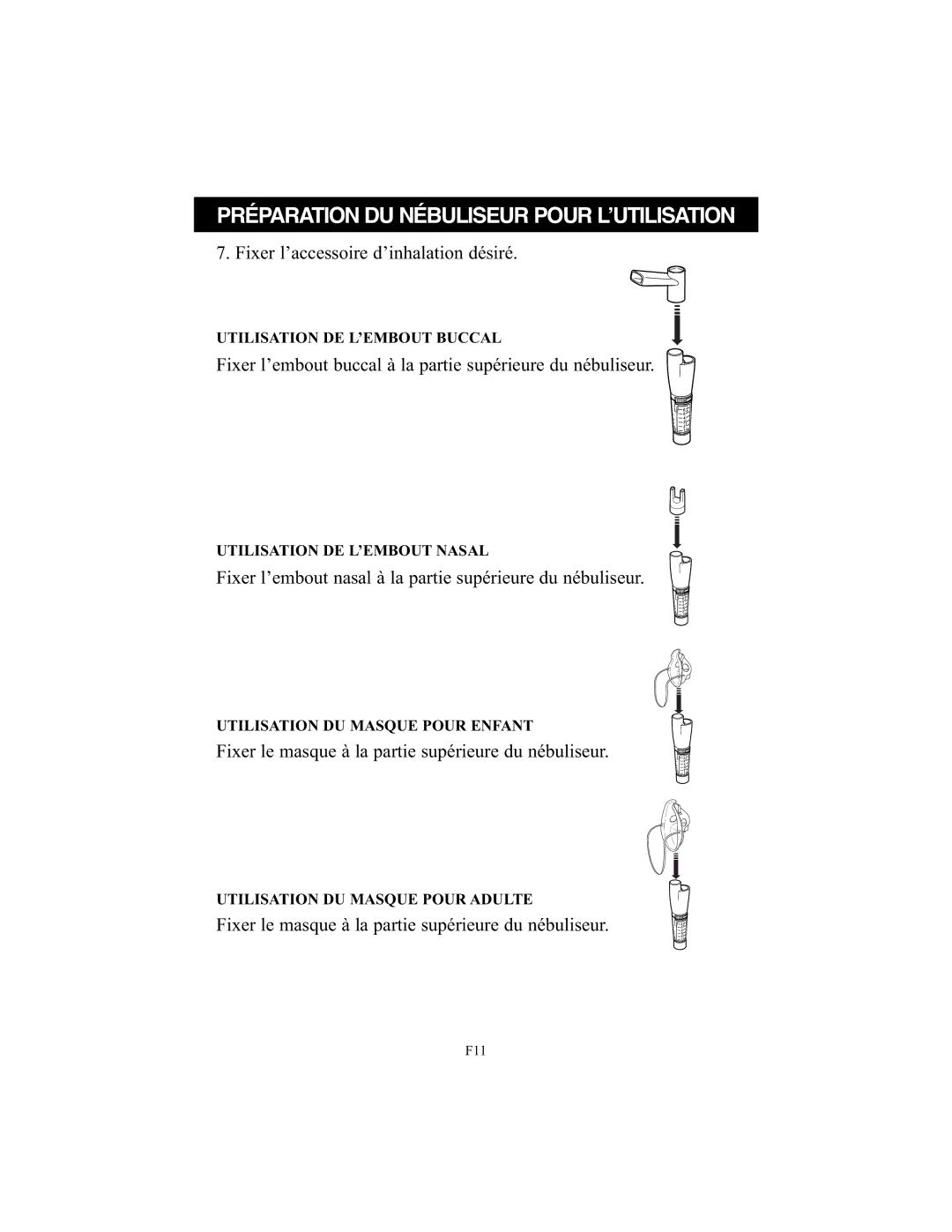 Omron Healthcare NE-C25 Utilisation DE L’EMBOUT Buccal, Utilisation DE L’EMBOUT Nasal, Utilisation DU Masque Pour Enfant 