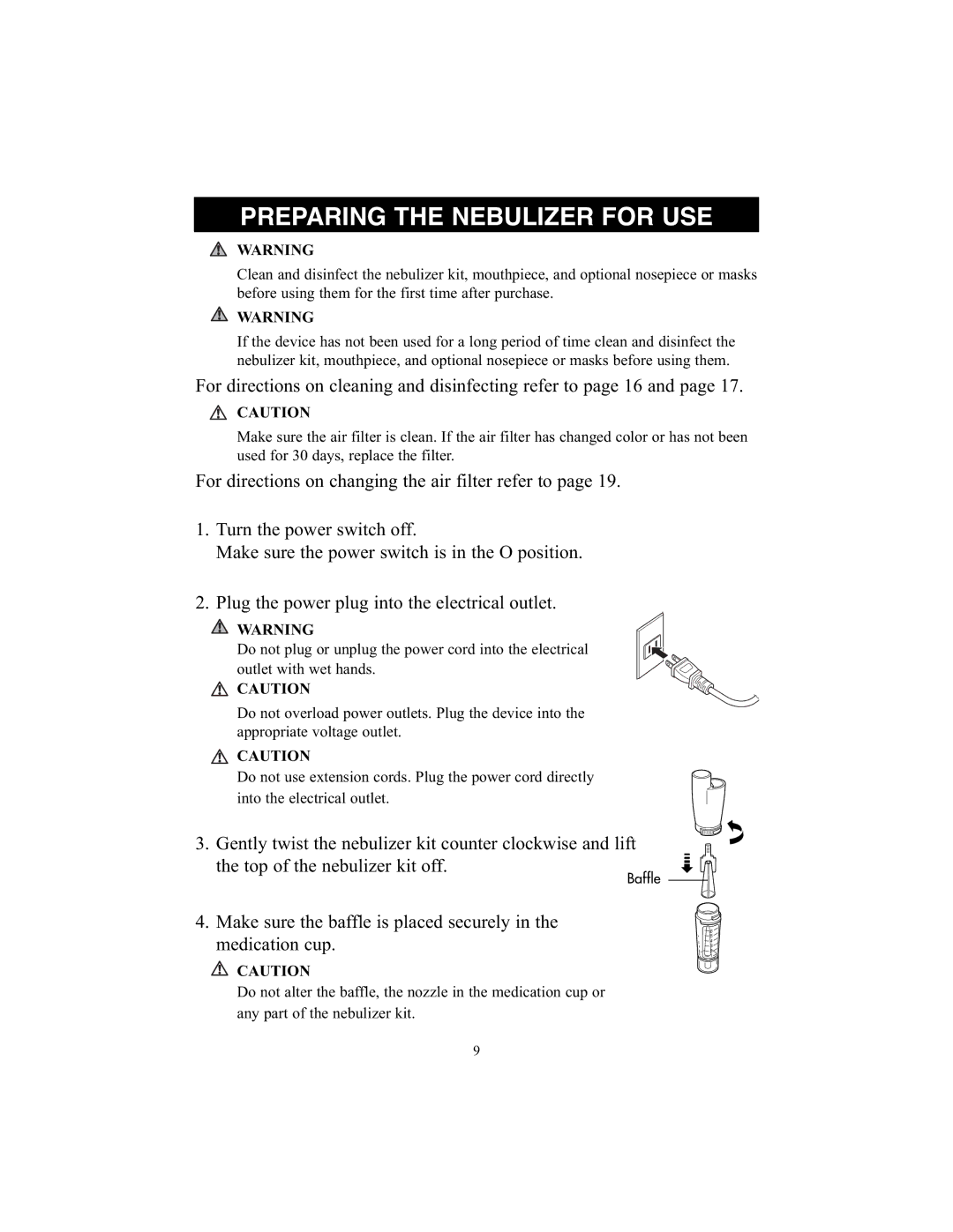 Omron Healthcare NE-C25 instruction manual Preparing the Nebulizer for USE 