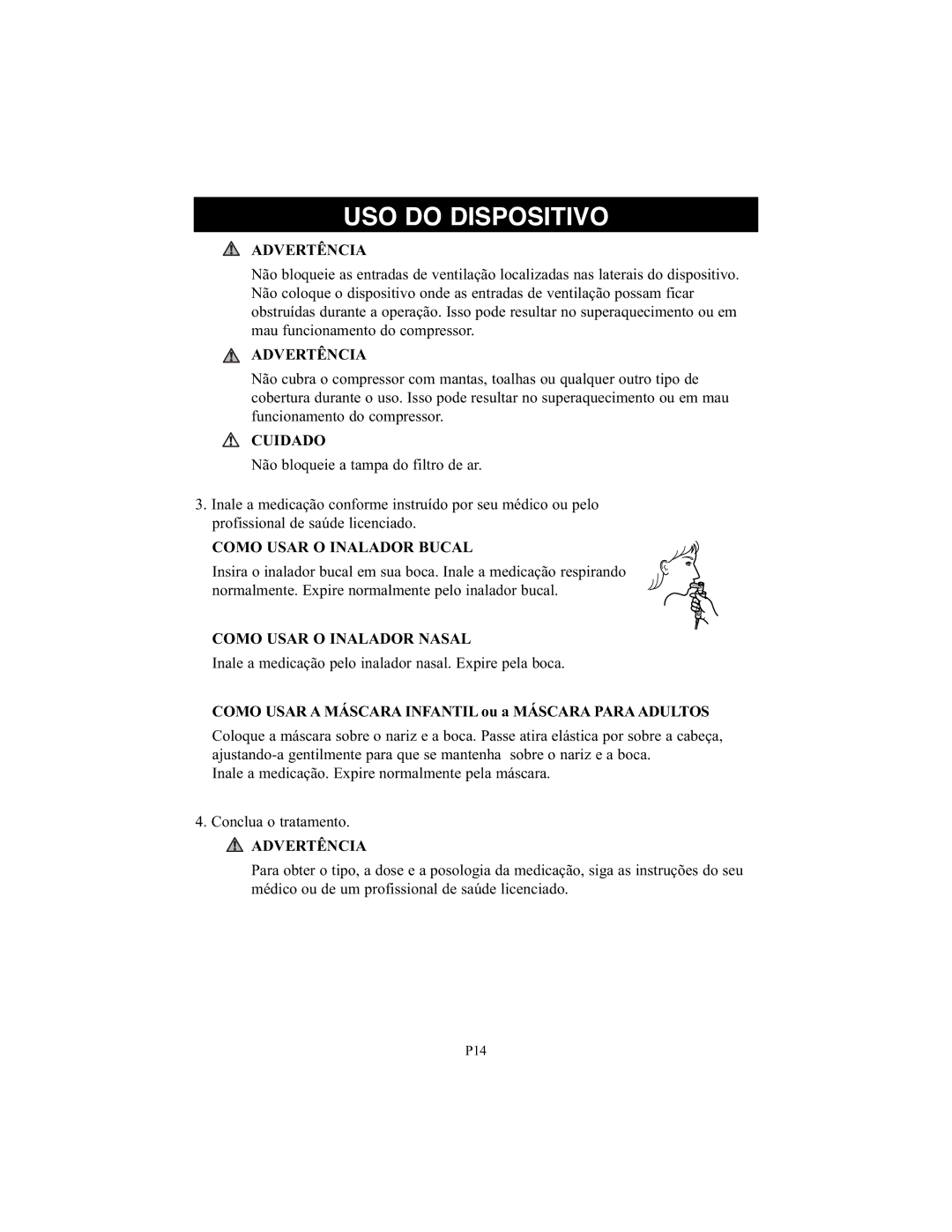 Omron Healthcare NE-C25 instruction manual Como Usar a Máscara Infantil ou a Máscara Paraadultos 