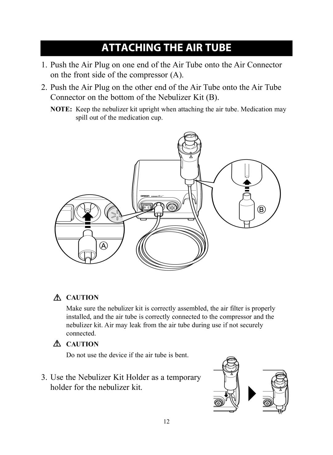 Omron Healthcare NE-C28 instruction manual Attaching the AIR Tube 