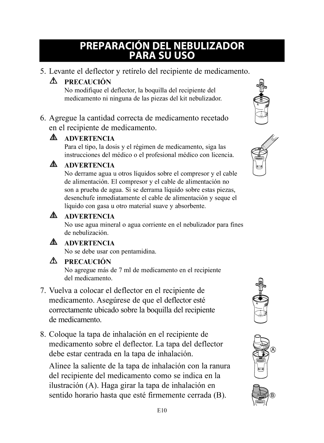 Omron Healthcare NE-C28 instruction manual Preparación DEL Nebulizador 