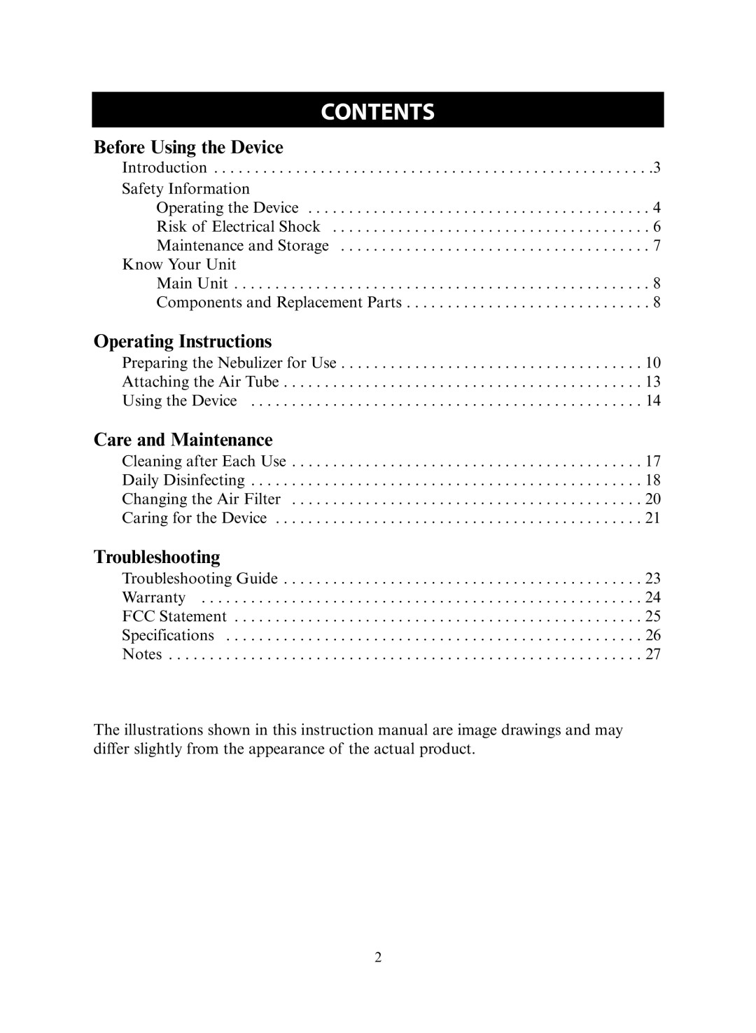 Omron Healthcare NE-C30 instruction manual Contents 