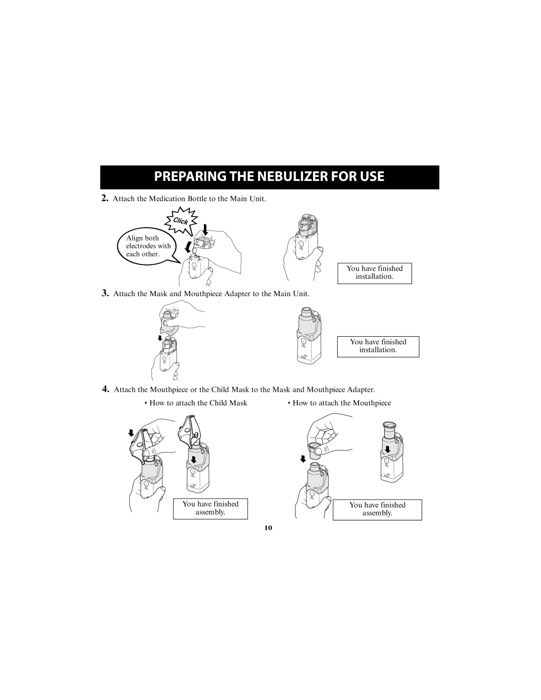 Omron Healthcare NE-U22V instruction manual Preparing the Nebulizer for USE 