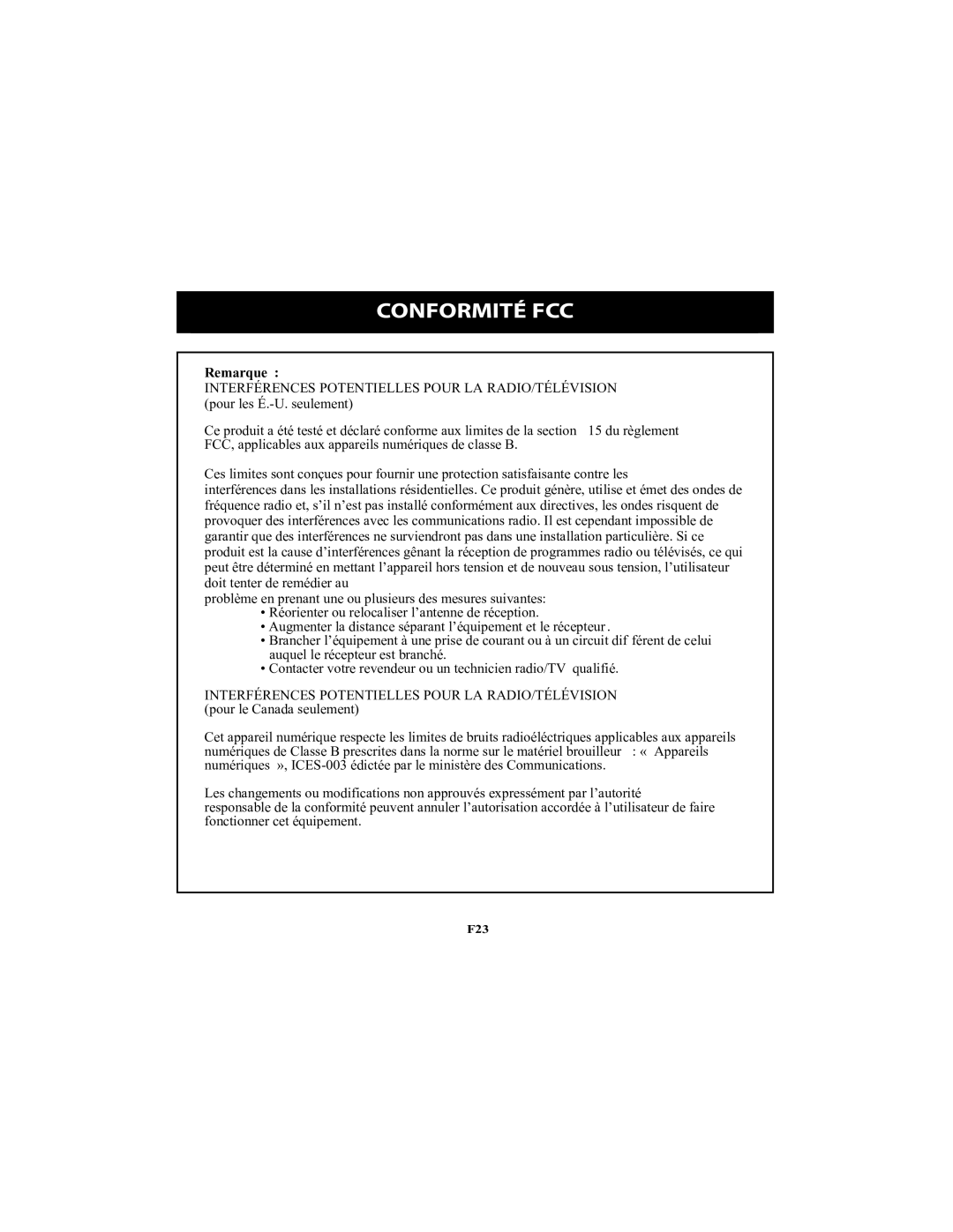 Omron Healthcare NE-U22V instruction manual Conformité FCC, Remarque 